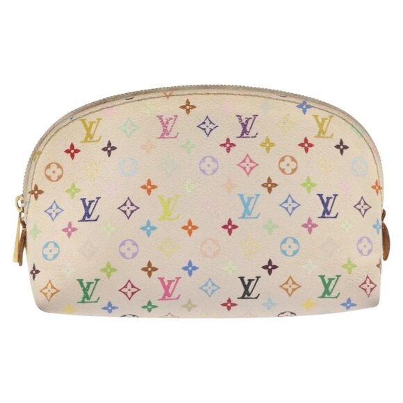 LOUIS VUITTON Multicolor Pochette Cosmetic PM Pouch White M47354 LV Auth 145783 - Picture 12 of 16